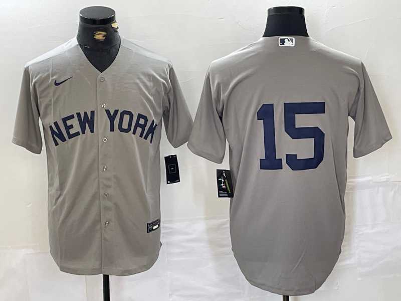 Mens New York Yankees #15 Thurman Munson Grey Stitched Nike Cool Base Jersey